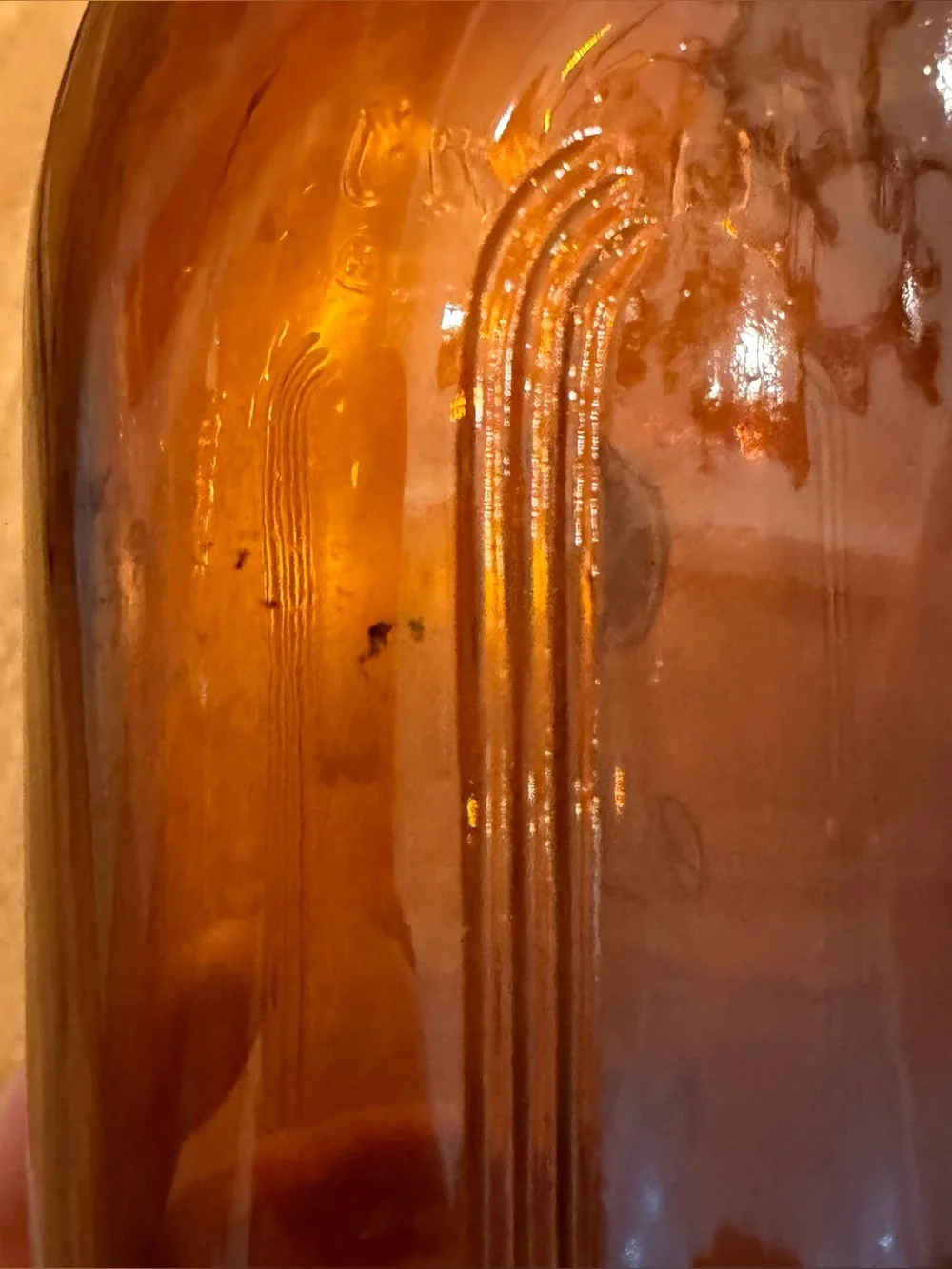 Vintage Gail Borden Amber Glass Half Gallon Milk Bottle 2 Quart 1950s Pyro Rare